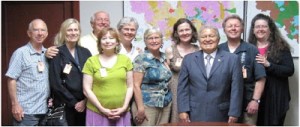 Vice-President Salvador Sánchez Cerén (3rd from right), the FMLN candidate for President in 2014, with members of our delegation