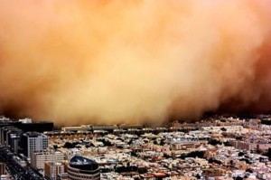 Sandstorm hitting Riyadh, Saudi Arabia, 2012