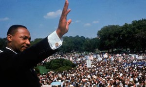 Dr Martin Luther King Jr at the Lincoln Memorial during the March on Washington, 1963. Photograph: Francis Miller/Time & Life Pictures/Getty Images