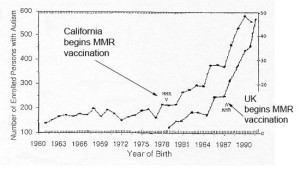The graph illustrates the link between the MMR vaccine and the rise in autism.