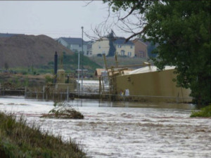 Fracking equipment overwhelmed by floodwaters in Weld County, Colo, northeast of Denver.