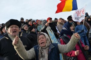 Pungesti residents have tried to prevent Chevron from starting exploration for shale gas near their village [AFP/Getty Images]