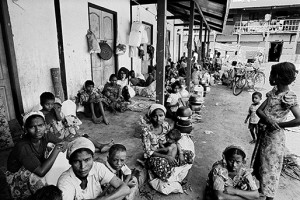 Photograph by Greg Constantine Thousands of displaced Rohingya lived at the unsanitary Thet Kay Pyin Zay Camp in 2012.