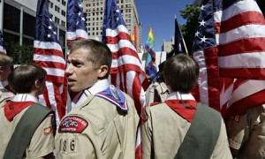 Boy Scouts at a gay pride parade in Seattle. Photograph: Elaine Thompson/AP