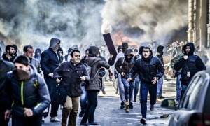 Presidency and Government buildings on fire during protest in Sarajevo