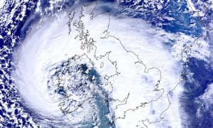 Satellite image shows scale of storm that hit the UK. Photograph: Neodass/University of Dundee/PA