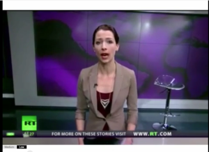 Screenshot: RT host Abby Martin condemns the Russian military action in Crimea, March 3, 2014
