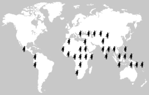 A map of where in the world most child soldiers are located. Source: A Window to the World