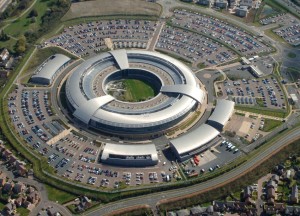 The UK's Government Communications Headquarters (GCHQ) in Cheltenham. The building was opened in 2003, and is now nicknamed the "doughnut."