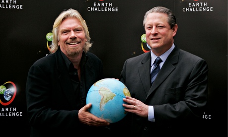 In 2006, after meeting Al Gore, Richard Branson pledged £3bn to battle climate change over the following decade. He has since spent just £230m. Photograph: Bruno Vincent/Getty Images