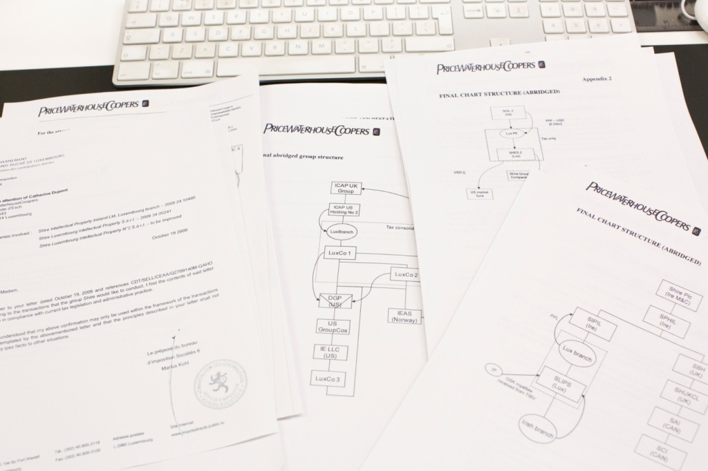 A few of the thousands of documents showing how large companies cooperated with the Luxembourg tax authorities. The results were billions of dollars worth of savings for the companies on their tax bills; taxes which would otherwise have been paid to the exchequers of other countries, including Luxembourg’s fellow EU members. Photograph: Graeme Robertson/Graeme Robertson