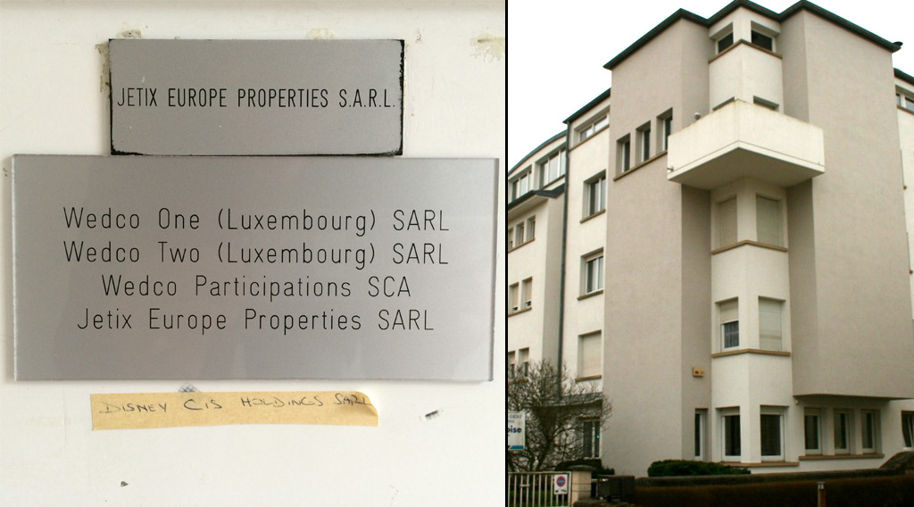 Disney's Luxembourg offices are in a residential building, with a Disney company handwritten on the letterbox.