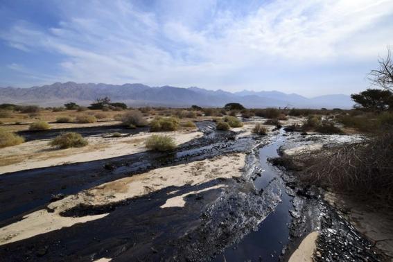 Crude oil streams through the desert in south Israel, near the village of Beer Ora, north of Eilat December 4, 2014. Credit: REUTERS/Yehuda Ben Itach