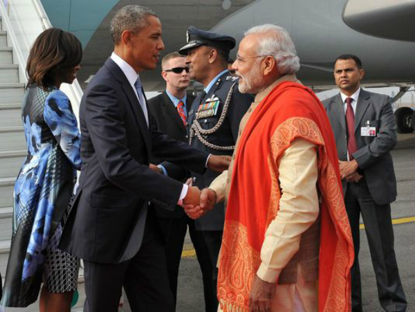 USA Today ran this photo of Obama with Indian Prime Minister Modi to illustrate a story about a nuclear "breakthrough."