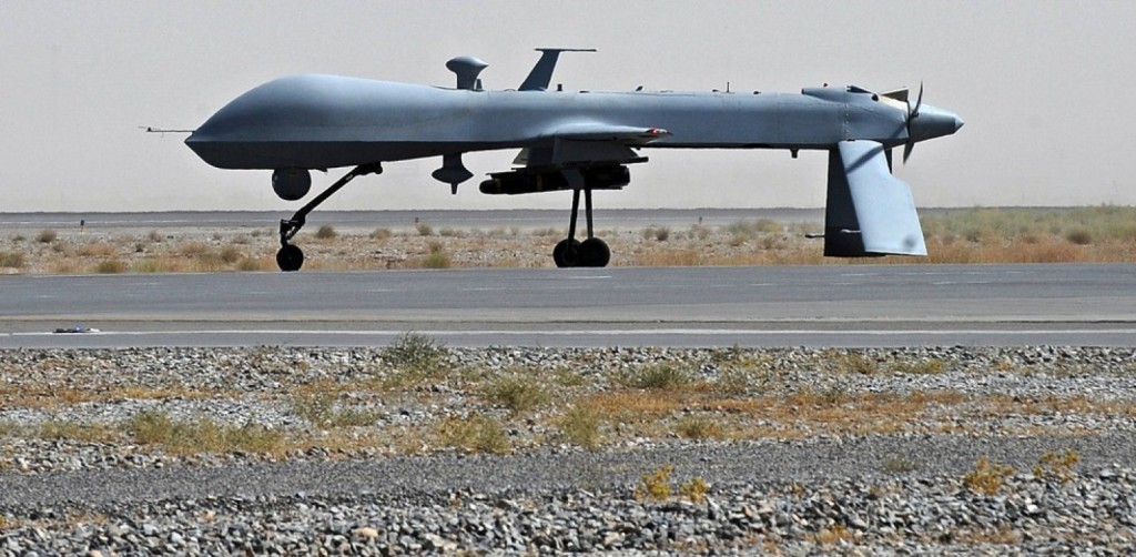 A U.S. Predator drone is shown here in Kandahar, Afghanistan. (Massoud Hossaini/AP)