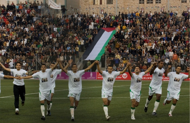 The Palestinian national soccer team, a source of pride for many, has been under attack by the Israeli state. (AP Photo/Tara Todras-Whitehill)