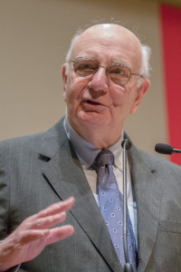Former Fed chair Paul Volcker is a hero to many economists for the austerity he imposed on the US economy in 1981. (cc photo: Kenneth C. Zirkel/Wikimedia)