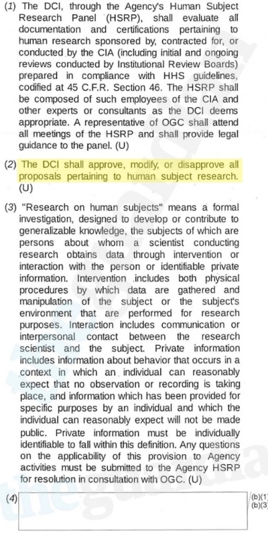 The CIA director’s powers over ‘human subject research’ have not been previously disclosed. Photograph: Guardian / via ACLU