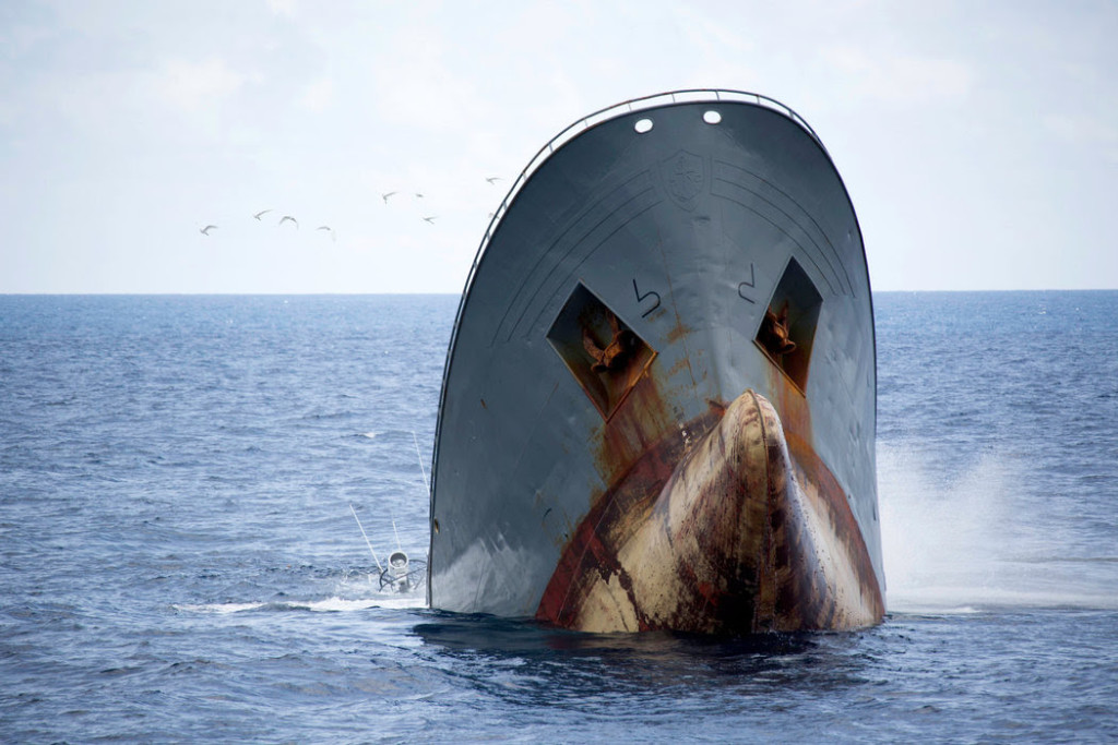 The Thunder in the moments before it was swallowed by the ocean. Sea Shepherd crew members found signs that it had been intentionally scuttled. CreditSimon Ager/Sea Shepherd Global