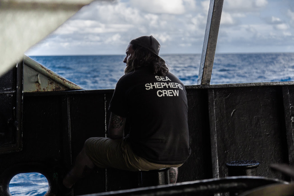 Alistair Allan, the bosun on the Bob Barker, on the ship's deck. The Bob Barker never left the trail of the poacher during the chase. CreditSelase Kove-Seyram for The New York Times