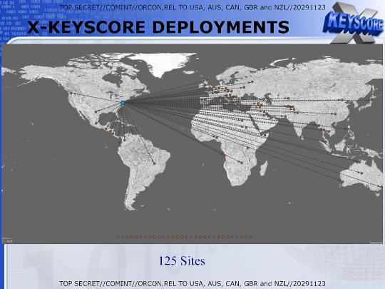 This map from a 2009 top-secret presentation does not show all of XKEYSCORE’s field sites.