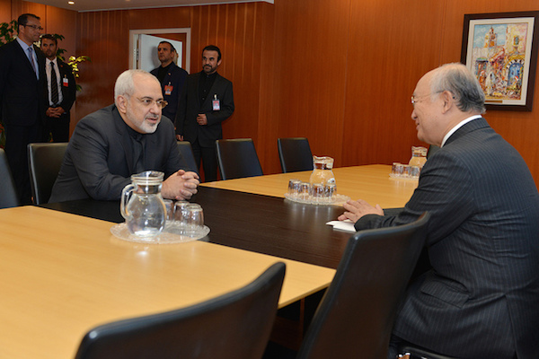 Iranian Foreign Minister Mohammad Javed Zarif meets with IAEA Director General Yukiya Amano. IAEA, Vienna, Austria. 18 July 2014. (Photo: Dean Calma/IAEA)