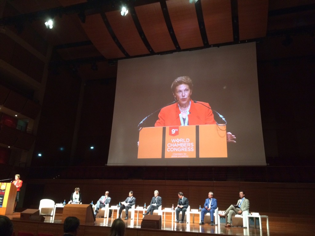 Louise Katrow, Permanent Representative at the UN on behalf of the International Chamber of Commerce, addressing delegates the 9th World Chambers Congress on the UN’s sustainable development goals (SDGs).