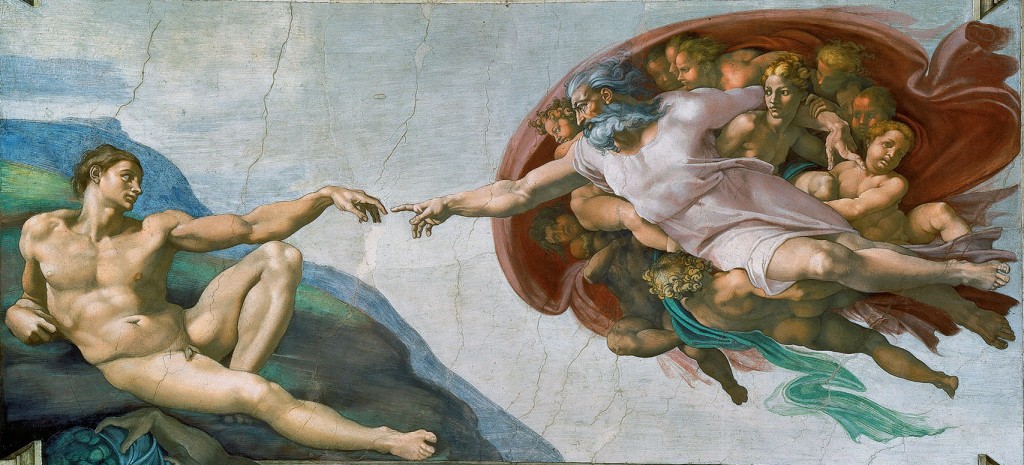 The Creation of Adam - fresco by Michelangelo Sistine Chapel's ceiling, painted circa 1511–1512