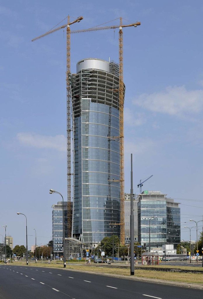Frontex moved offices last year to the Warsaw Spire, seen here nearing completion in August 2015. Photo via Flickr