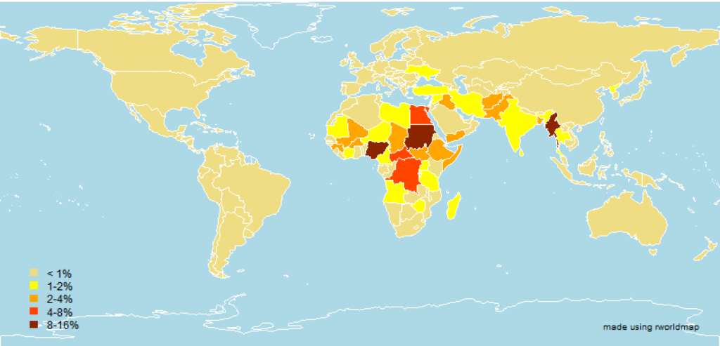 The world's countries, as reflected by the risk of mass atrocities in each. (Simon-Skjodt Center for the Prevention of Genocide United States Holocaust Memorial Museum)