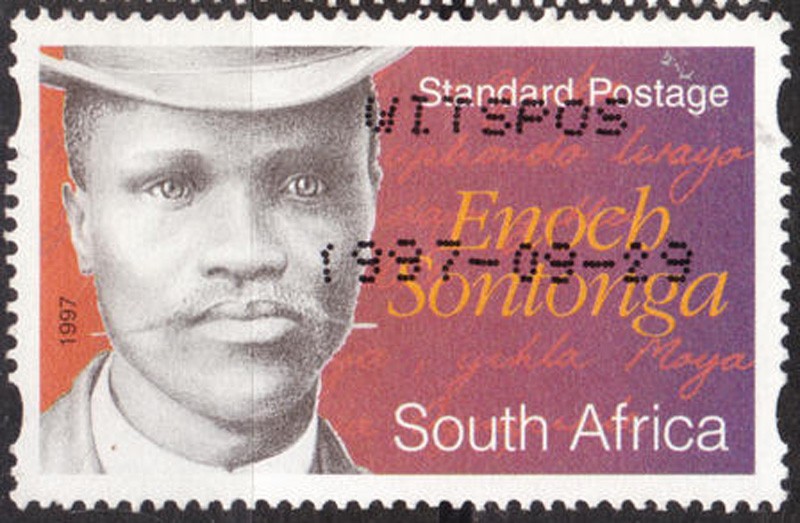 Enoch Sontonga, composer of Nkosi Sikelel’ iAfrika (God Bless Africa) on a post stamp – Public Domain