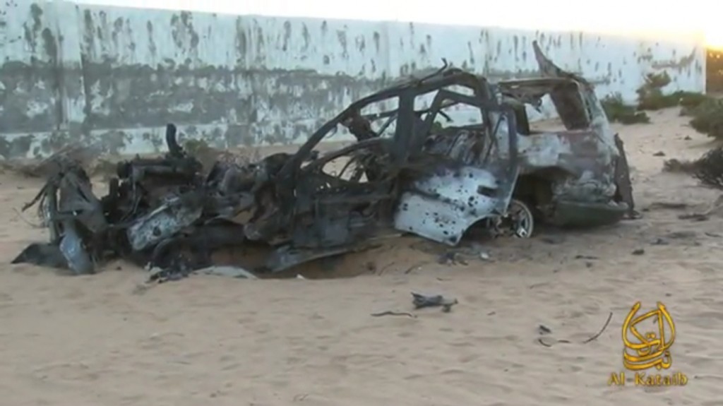 A video produced by al Shabaab purports to show Berjawi’s mangled vehicle in the aftermath of the drone strike that killed him on Jan. 21, 2012.