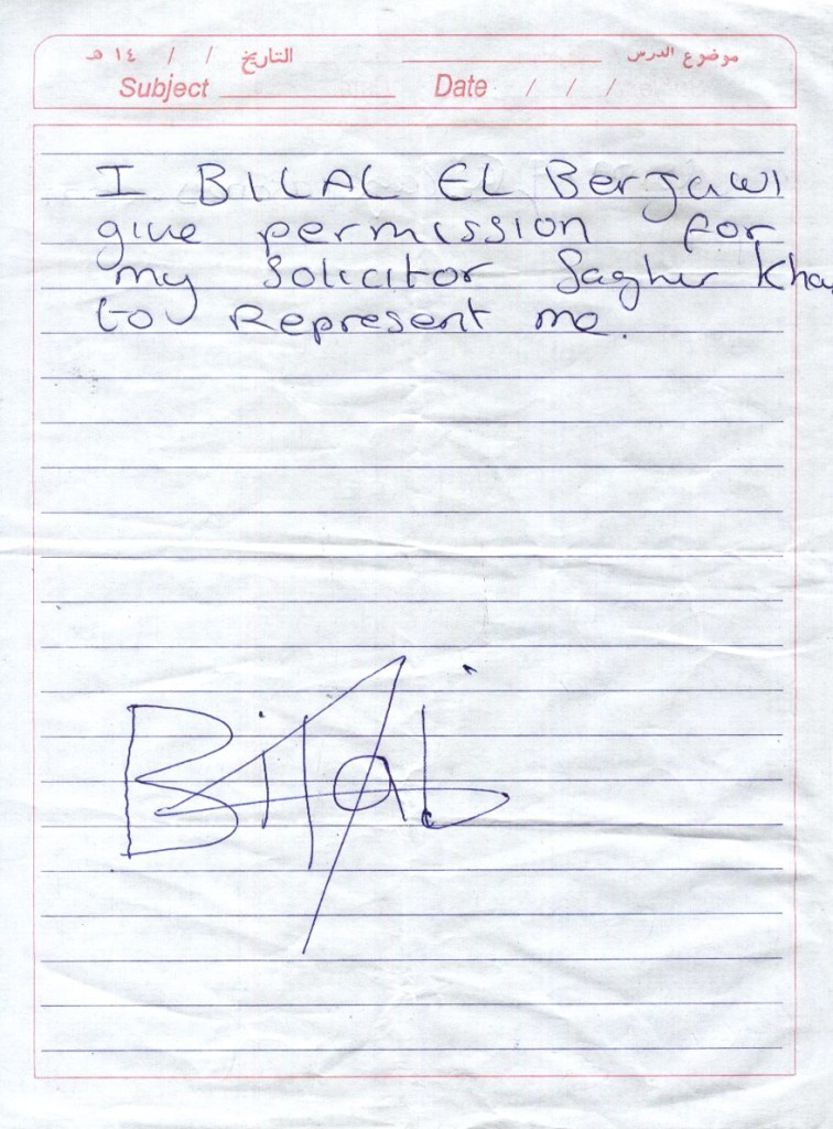 A note written by Berjawi in October 2010, after his U.K. citizenship was revoked. No appeal was filed, and he was killed by a U.S. drone strike on Jan. 21, 2012.