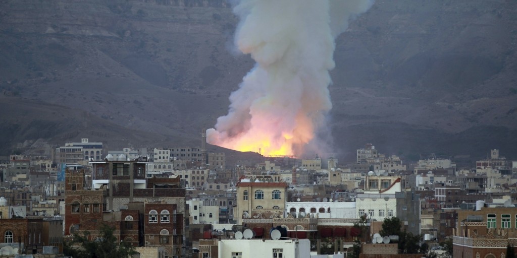 Smoke billows following an air strike by Saudi-led coalition on May 11, 2015, in the capital Sanaa.  Mohammed Huwai, AFP/Getty Images