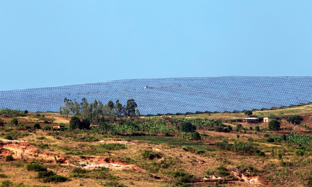 The 8.5MW solar power plant, set among Rwanda’s famed green hills, has been operational since July 2014. Photograph: Cyril Ndegeya / AFP for the Guardian