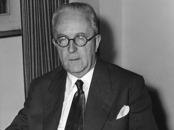 British lawyer and law lord Cyril Radcliffe, 1st Viscount Radcliffe (1899 - 1977) at the Colonial Office, London, July 1956