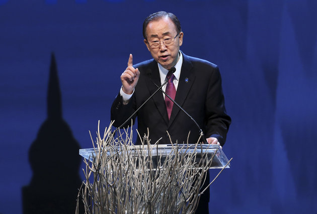 United Nations Secretary General Ban Ki-moon delivers a speech at the World Humanitarian Summit in Istanbul on May 23. Credit: Associated Press