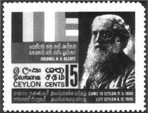 Postage stamp issued in 1967 to commemorate Olcott. aryasangha.org