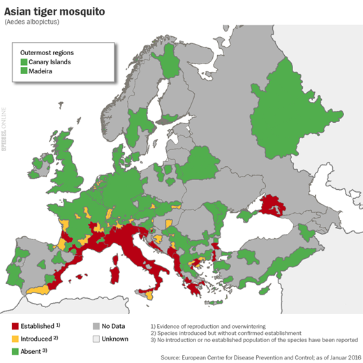 Spread of Invasive Mosquito Species in Europe