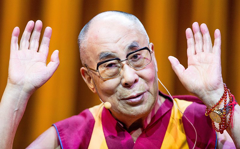The Dalai Lama, the exiled Tibetan spiritual leader, gestures during a conference on Individual commitment and collective responsibility at Palais 12 in Brussels, Belgium, 11 September 2016. Photo: EPA