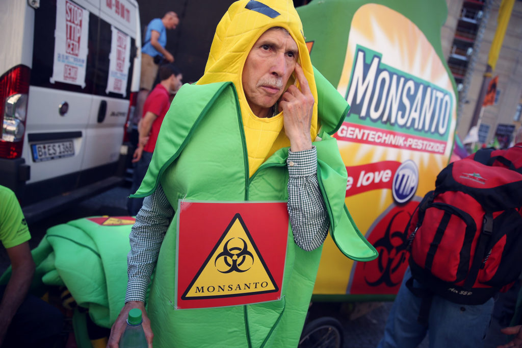An anti-Monsanto activist in Munich. Photographer: Sean Gallup/Getty Images