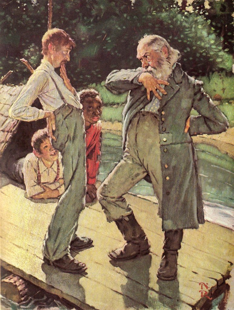 One of Norman Rockwell’s rare illustrations for The Adventures of Huckleberry Finn