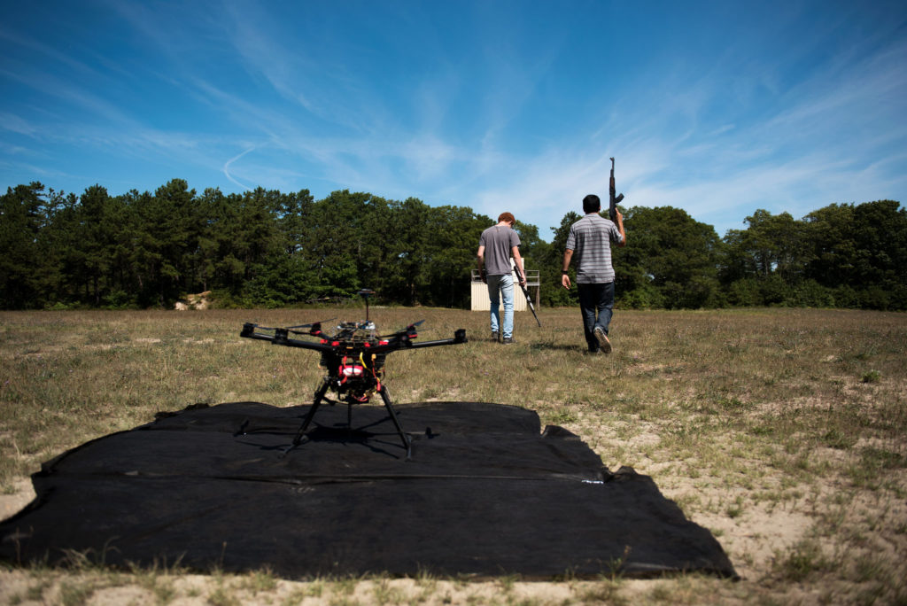 Mr. Regenstein, left, and Ben Krosner during the drone tracking test. Credit Hilary Swift for The New York Times