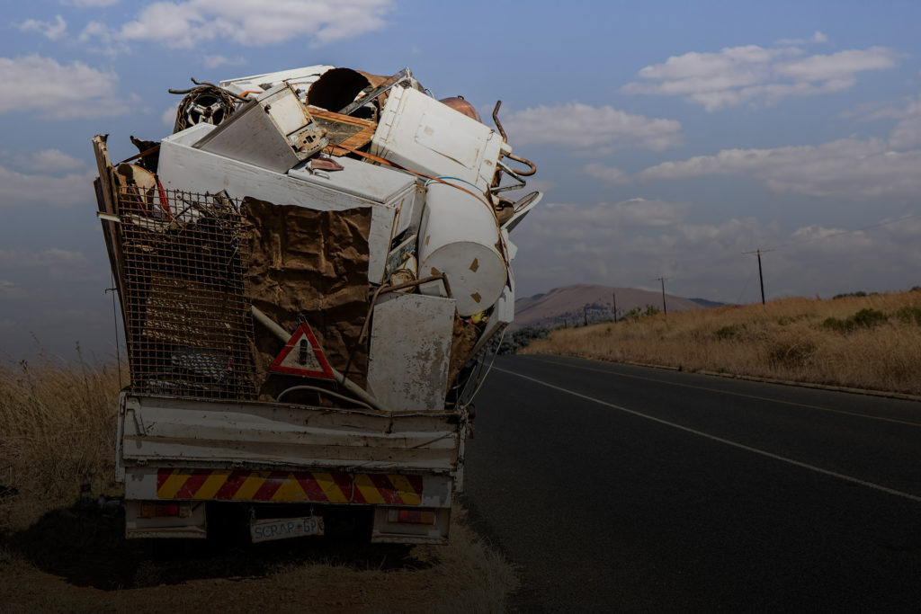 Scrap iron is collected to be recycled