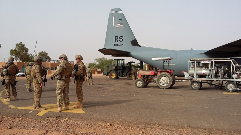 Airmen unload a C-130J Super Hercules during a deployment in Agadez, Niger, on April 29, 2016. Photo: Jeffrey McGovern/U.S. Air Force