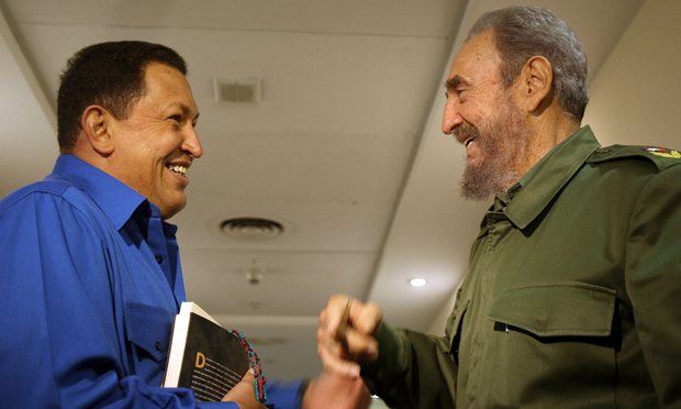 Castro with Venezuelan president Hugo Chavez. Photograph: REX/Shutterstock