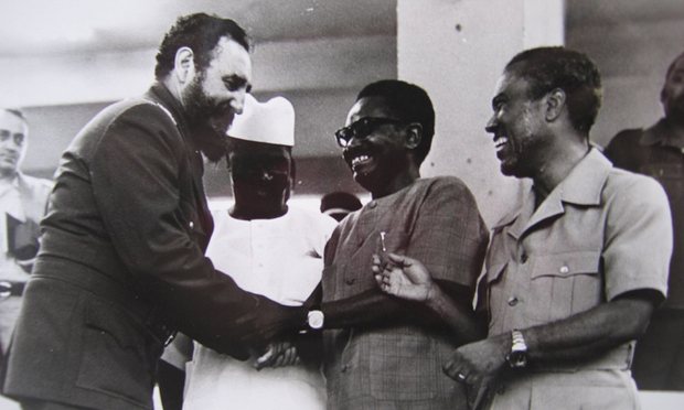 Fidel Castro greets three African presidents - Sekou Tour,Agostinho Neto and Luis Cabral. Photograph: BBC